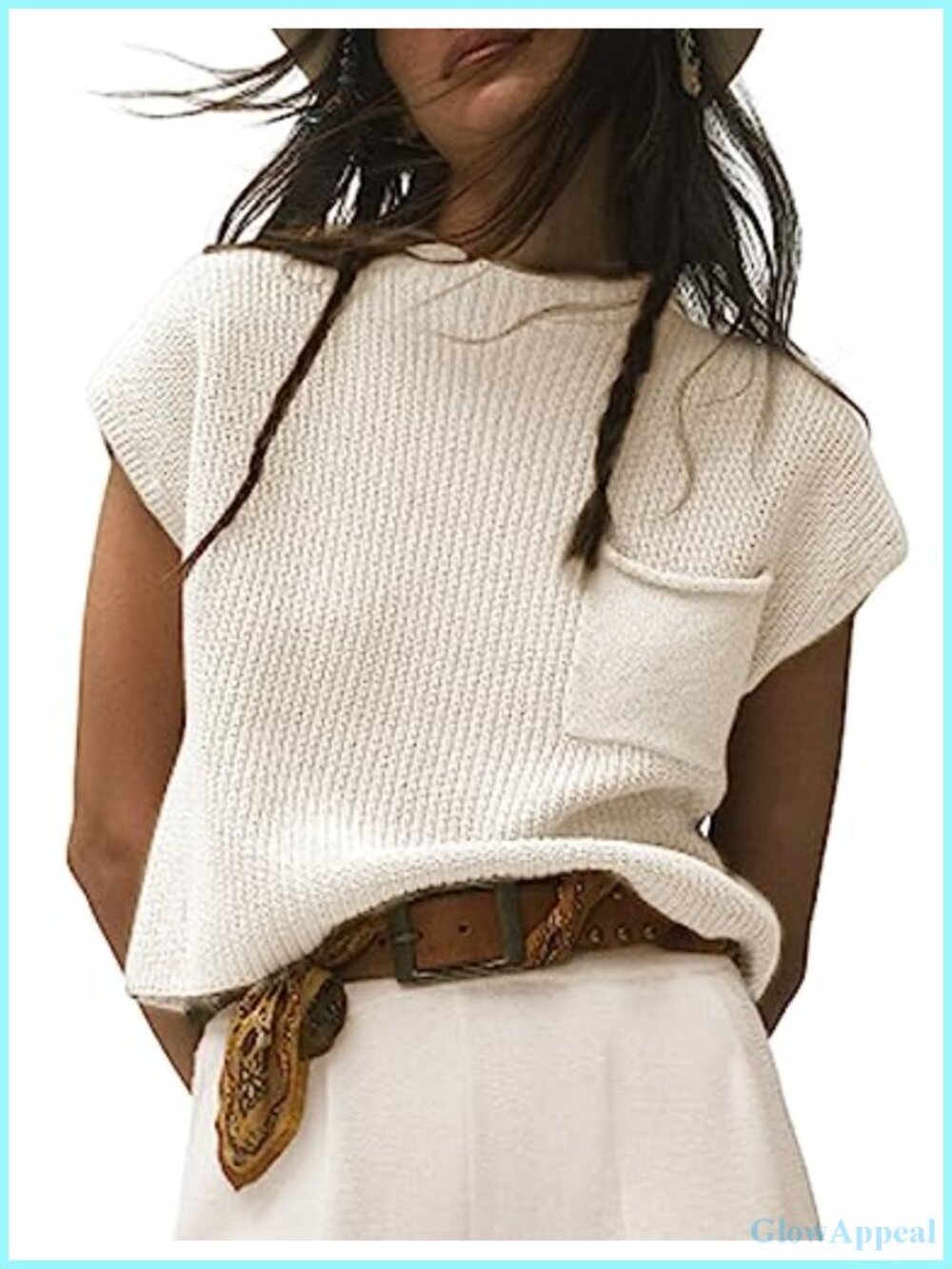 Women's Sleeveless Vest Mock Neck Cap Sleeve Knit Sweater Top